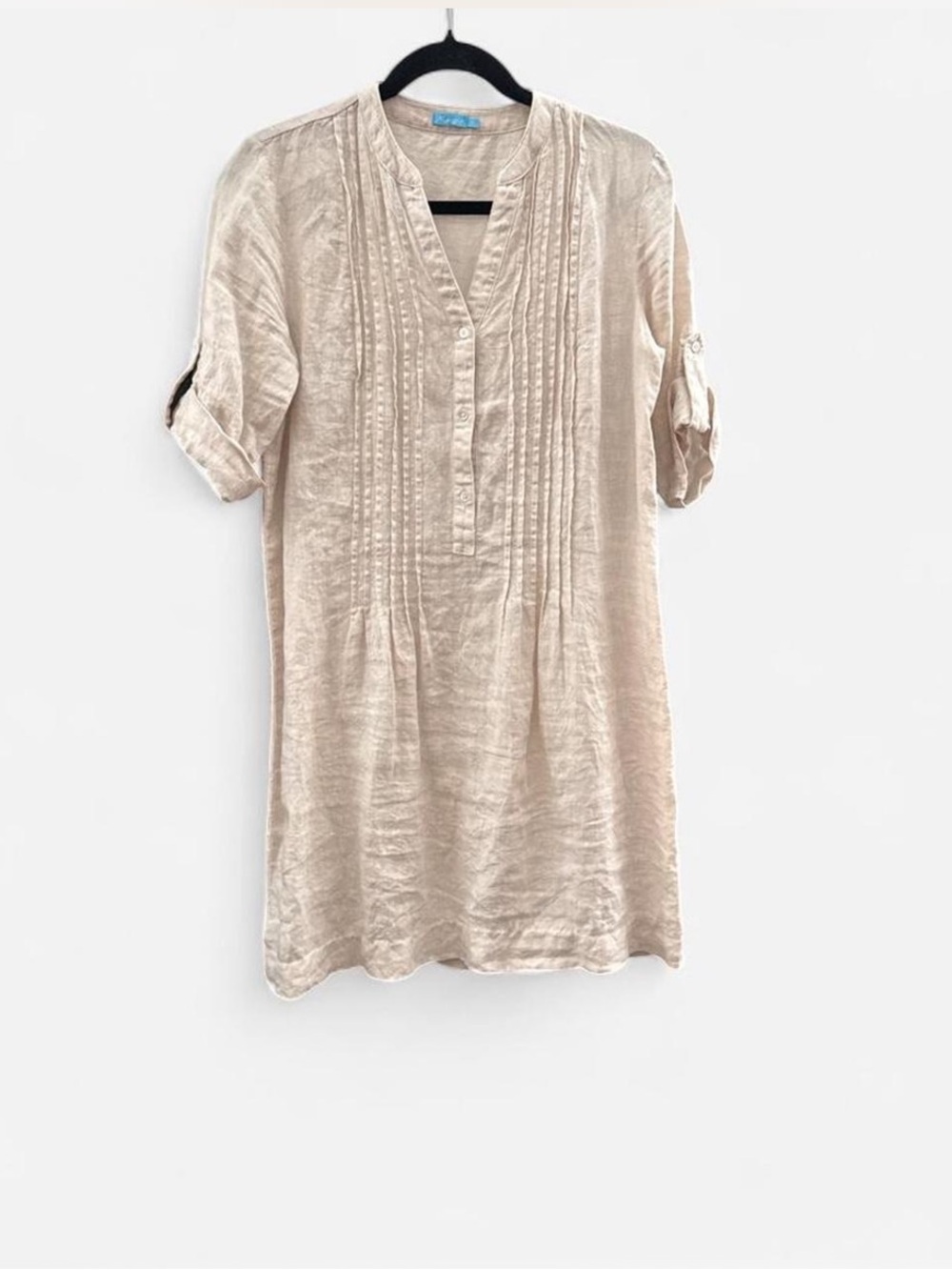 J.McLaughlin Rivera linen dress tan minimalist coastal core boho preppy size S